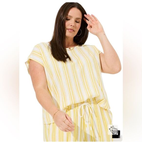 4pc Set, Torrid Striped Yellow Linen Both Tops/Pants/Shorts - NEW - Picture 3 of 7
